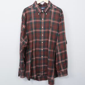 Ralph Lauren Blaire Plaid‎ Button Down Shirt Size XXL Green Red Black Pony 2XL